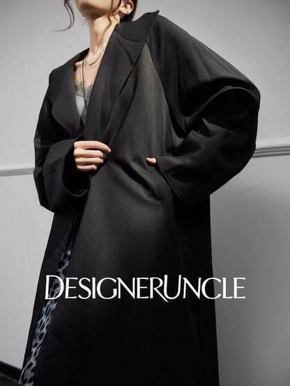 DGU|Matte Gray Trench Coat Satin Fashion High-end Loose Slimming Mid-Length Jacket - Antonia.
