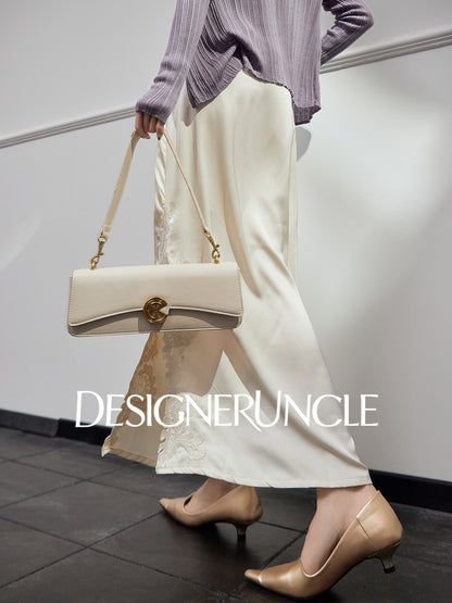 DGU| Off-white simple design fashionable satin light luxury versatile skirt - Louisa.