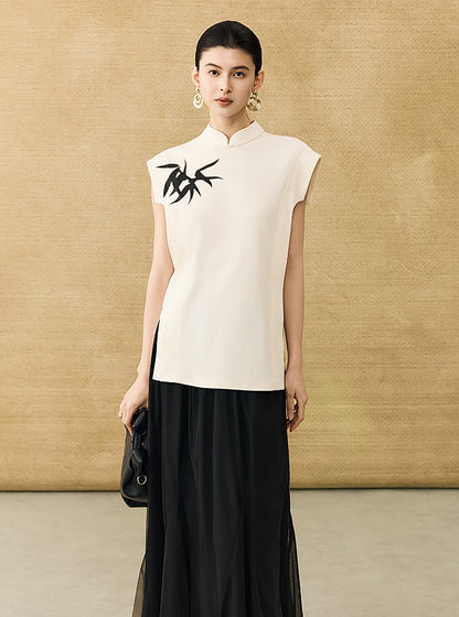 HECO Chinese Bamboo Leaf Print Short Sleeve T-Shirt - CHASE.