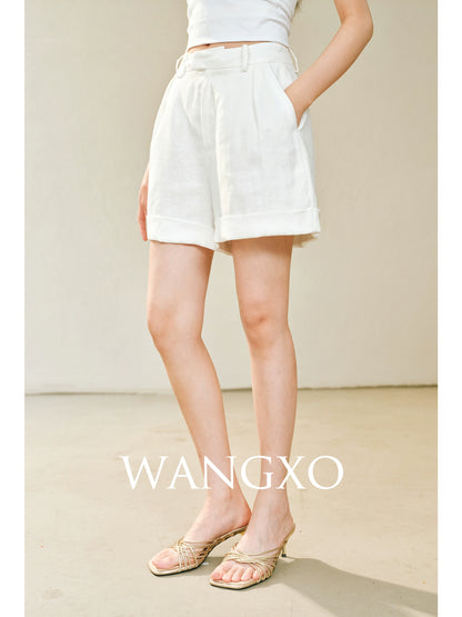 WANGXO | Pure Natural Linen Old Money Style Versatile Shorts -LUMA