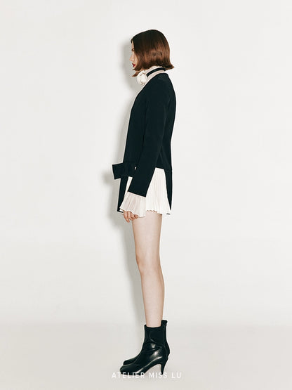 ATELIER MISS LU Fall/Winter pleated panel low-waisted long-sleeved dress - ALPHA