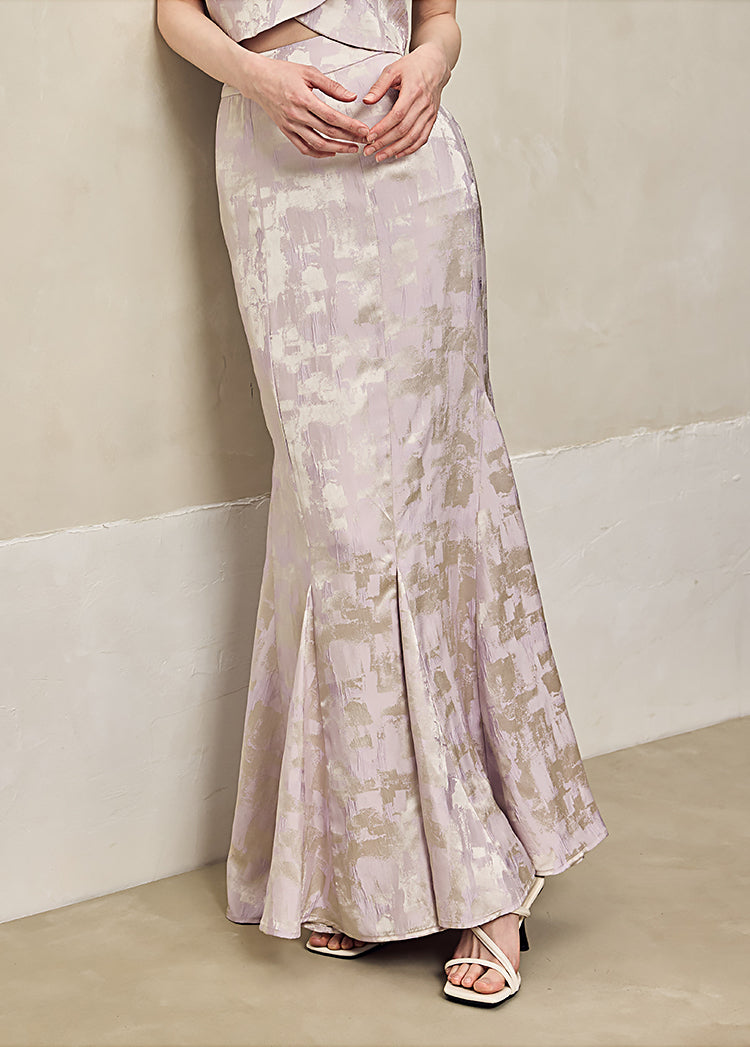 HECO Jacquard Fishtail High Waist Red Purple White Skirt Women - GRAVITY.