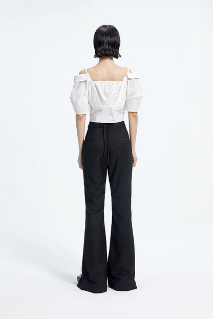TINY IN Black Curved Flared Women's High Waist Trousers - CAMA
