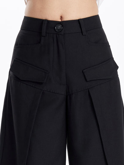 TINY IN women's high-waisted wide-leg black pants -CHERRY