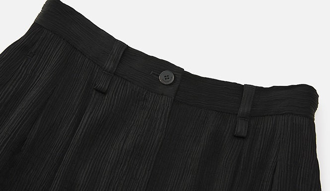 ZHUCHONGYUN black pleated three-dimensional divider tapered trousers-HYSE.
