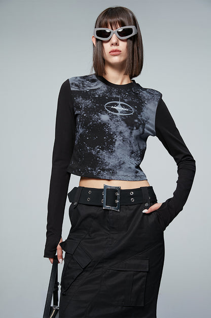 ANNAKIKI Retro Starry Sky Logo Slim Long Sleeve-YEAGER