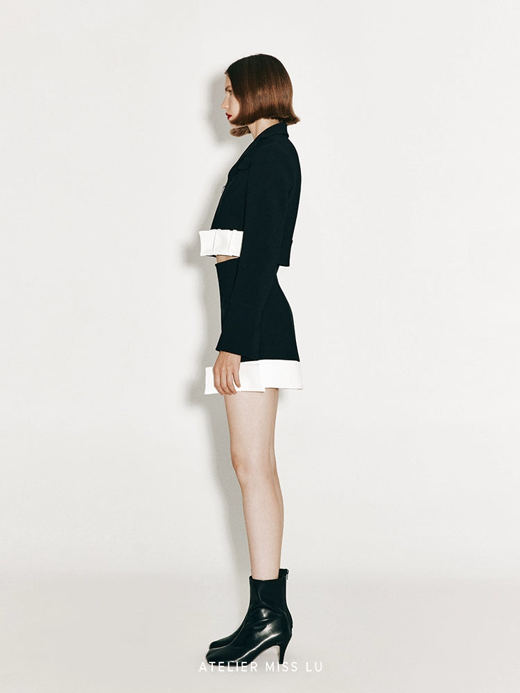 ATELIER MISS LU hem ribbon design contrast mini-A-line skirt - STEPHANIE.