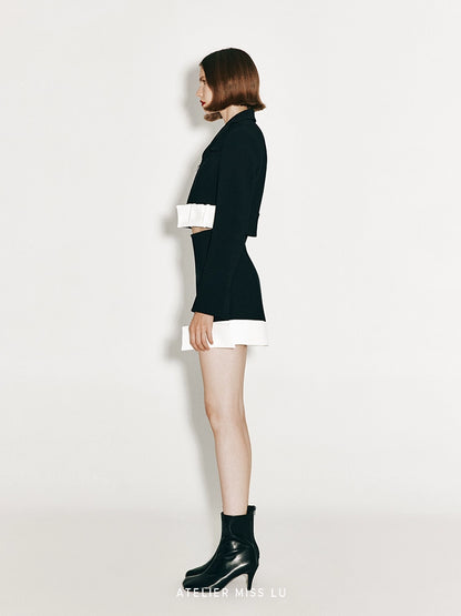 ATELIER MISS LU hem ribbon design contrast mini-A-line skirt - STEPHANIE.