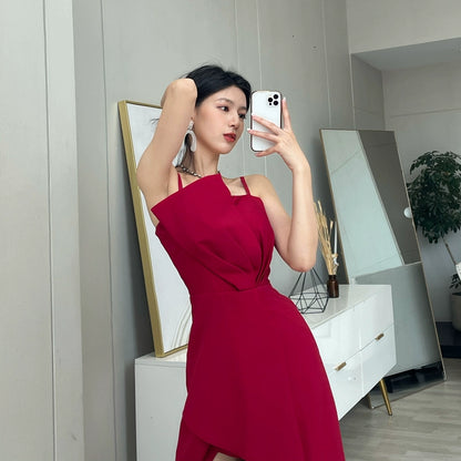 DOLLY Elegant Retro Style Sleeveless Tube Top Long Slit Business Dinner Dress-KIKE