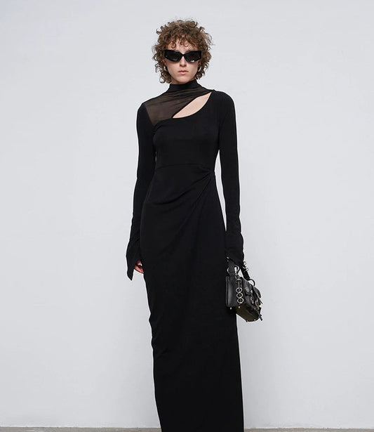 ANNAKIKI Black Acetate Four-pointed Star Sleeve Dress-BRUNO