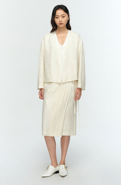 COMME MOI Lu Yan designer's new women's silk wool jacquard overlapping straight skirt - LIAM .