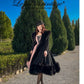 le palais vintage heavy luxury fur woolen big skirt black coat - Deks