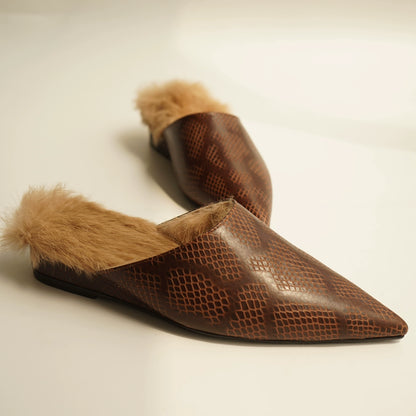 B-FEI pointed toe fur shoes-MARU.