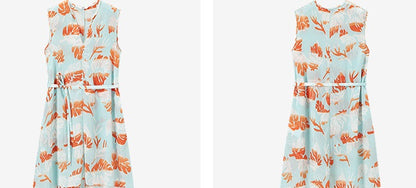 COMME MOI Lv Yan Designer Summer Vacation Print V-Neck Cropped Dress - MIA.