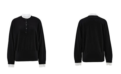 ZHUCHONGYUN two-piece stand-up collar knitted long-sleeved top-ROXY.
