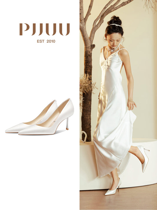 pjjuu silk gold bridal wedding shoes  - GRAN