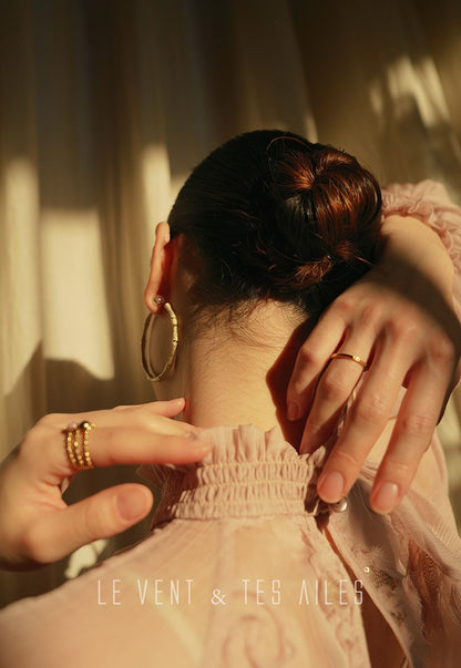 LE VENT&TES AILES Scarlet Mist Disc Sequin Tops Spring Long Sleeve Top - ANYA