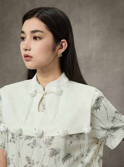 HECO Rose Crystal Tassel Shawl Women's Top - SURROUND.