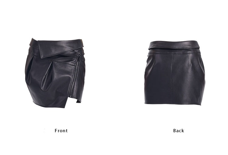 TINY IN pu black leather short skirt - MAI