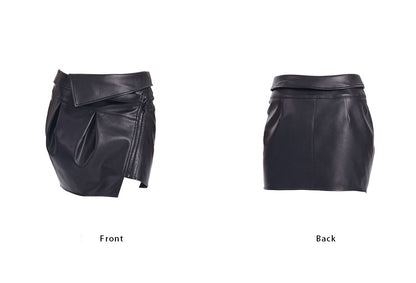 TINY IN pu black leather short skirt - MAI