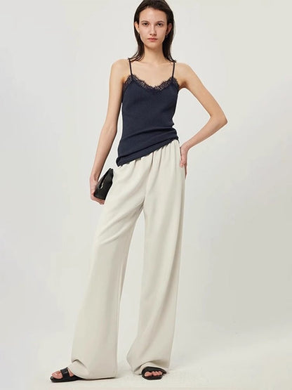 NOTHING WRITTEN  triacetate wrinkle long leg one-piece air pants-IRIS.