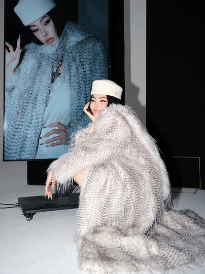 MEI SANGUAN Gray Eco-Fur Cotton-Lined Jacket- ISLA