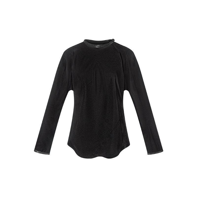 TUYUE Black Slanted Shoulder Side Open Buckle Long-Sleeved Top - HARRISON.