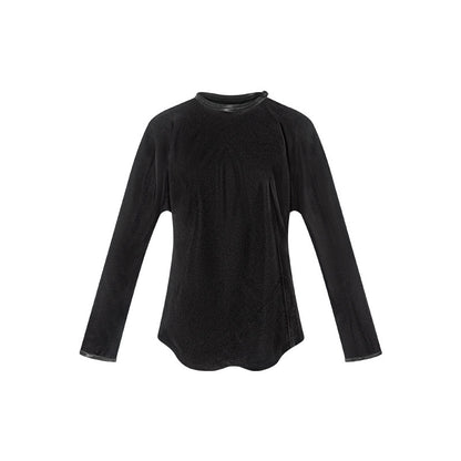 TUYUE Black Slanted Shoulder Side Open Buckle Long-Sleeved Top - HARRISON.