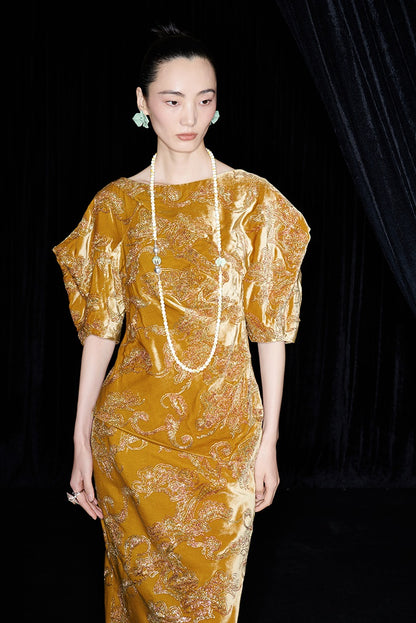 M essential Mackay designer Juyi velvet stand-up irregular silhouette top - TINA .