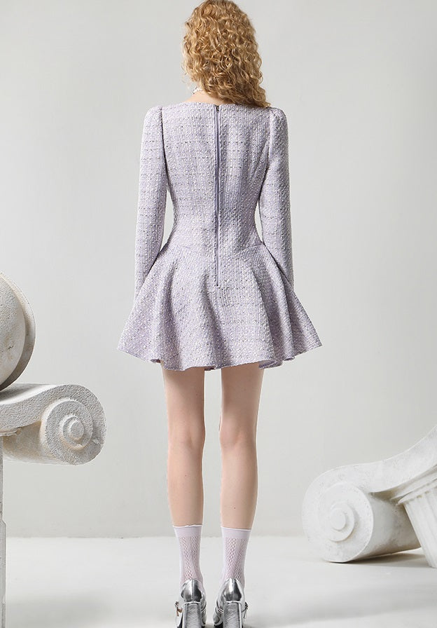 CHECOCRE Stubble Temperament Elegant Style Purple Short Dress - KEYLITH