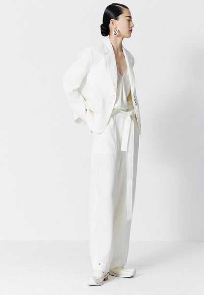 ZHUCHONGYUN white glossy V-neck suspender top--MORGIANA.