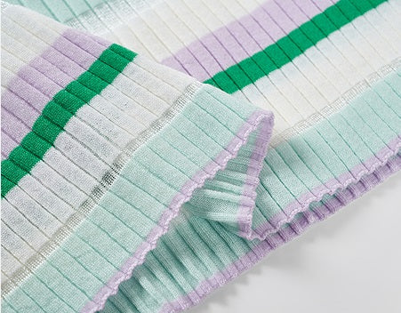 COMME MOI  summer colorful striped skinny wool knit dress - HARPER.