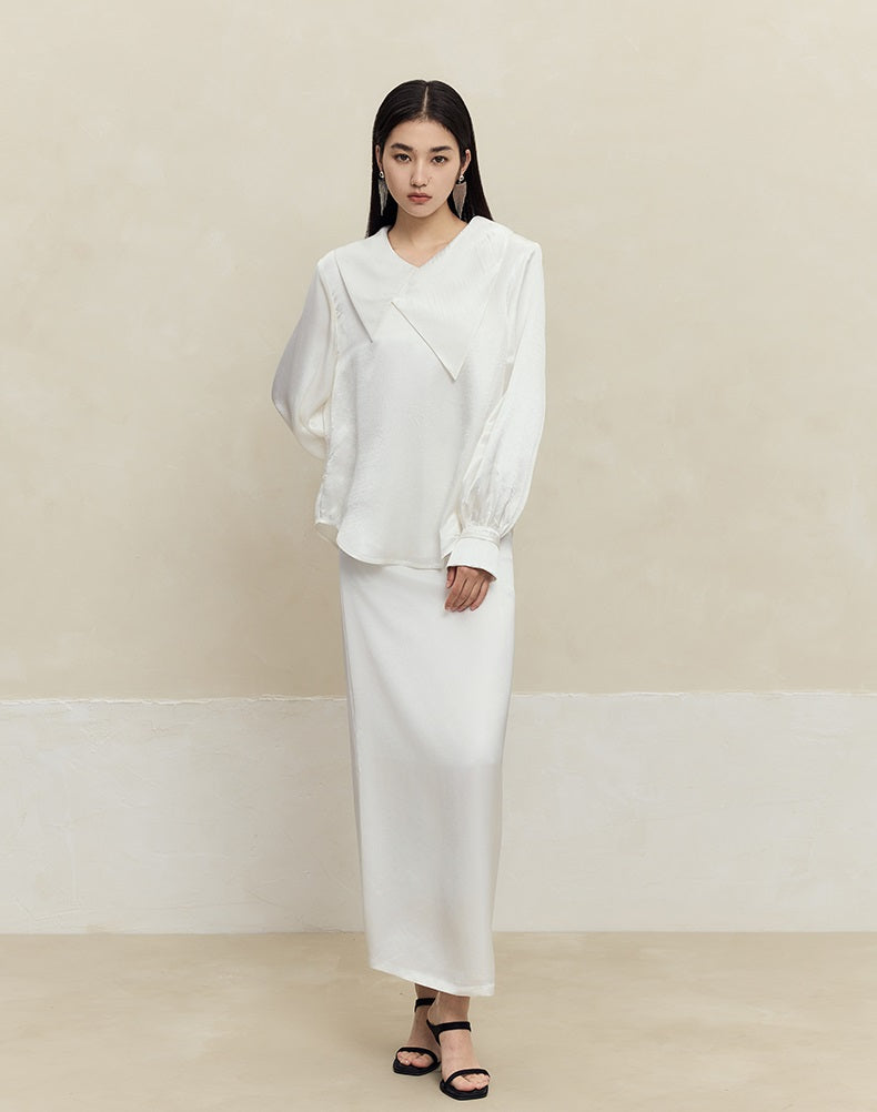 HECO 100% Acetate Long Sleeve red black white Shirt Top Women - glass.