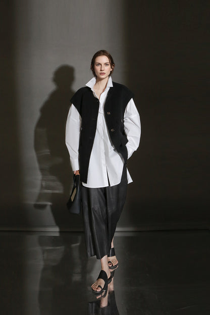 PIAOIN minimalist silhouette commuter shirt oversize versatile loose luxury -COX.