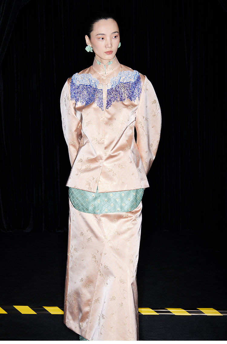 M essential Mackay designer brand Sea Cliff Tassel Beaded Shirt - plain.