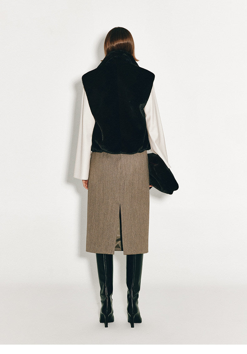 ATELIER MISS LU New Swing-neck Design Worsted Sheep Wool Top - NATE