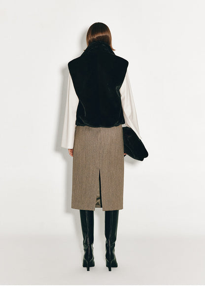 ATELIER MISS LU New Swing-neck Design Worsted Sheep Wool Top - NATE