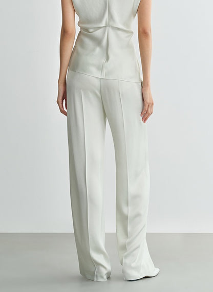 COMME MOI  Acetate Straight Leg green Pants - EMMA.