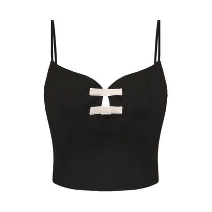 ATELIER MISS LU Spring And Summer Contrast Line Ribbon Top - NOBLE.