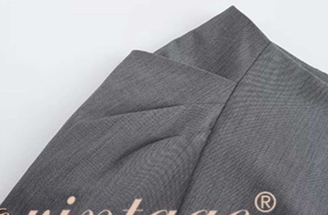 Le Palais Vintage Elegant Grey High Waist Short Skirt-LAAL.