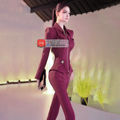 VJE  top bell-bottoms two-piece set OL suit for women-ARA.