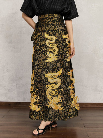 HECO Golden Dragon Year Horse Face High Waisted Skirt - allen.