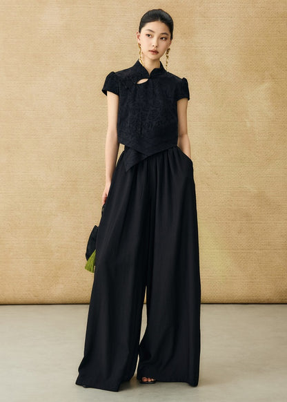 HECO Acetate High Waist Wide-leg Pants - TREY.