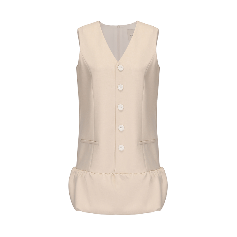 ATELIER MISS LUFluffy Bud Hem Panelled Button-Down Dress - CAPTIN.