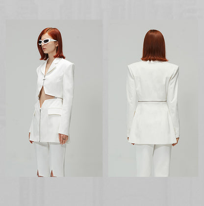 ANNAKIKI  hollow star-shaped patchwork blazer -SANNY.