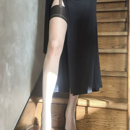 Le Palais Vintage Elegant Sexy Rear Vertical Line Fake Garter Belt Keyhole Pantyhose-Uriel