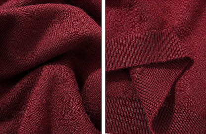 HECO Sleeveless Slim Mock Collar Red Black Gray Knit Top  - THRONE.