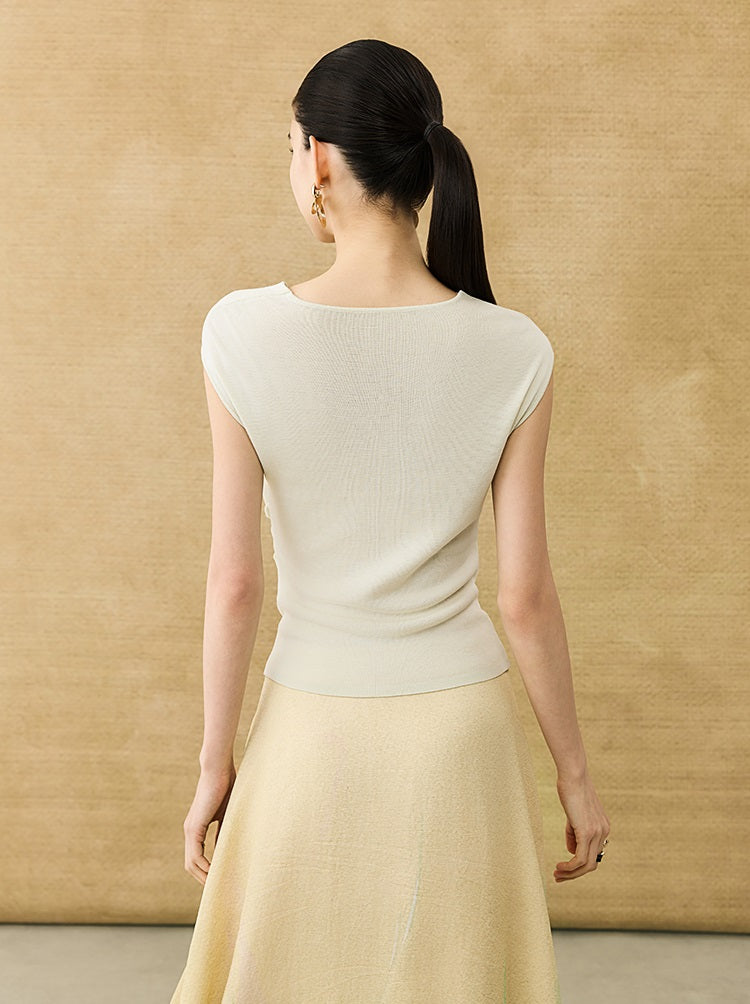 HECO Chinese style swing collar sleeveless knitted sweater T-shirt - HEART.