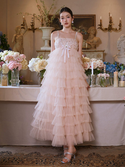 Wardrobes by Chen Luxury Sleeveless Bow Cake Suspender Dress-Dresa