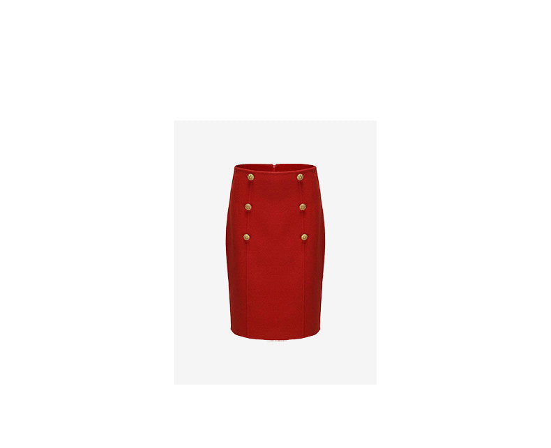 ATELIER MISS LU Fall/Winter cut-out double-breasted wool tweed skirt - DORCAS
